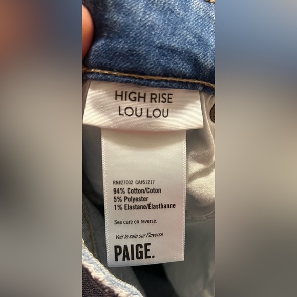 Paige Women's High Rise Lou Lou Flare Jeans Silver Piping Out-seam Slit - Picture 4 of 13